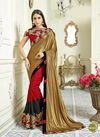 Red And Golden Colour Latest Designer Fancy Wedding Wear Designer Thread Embroidery Work Heavy Saree Collection 10121